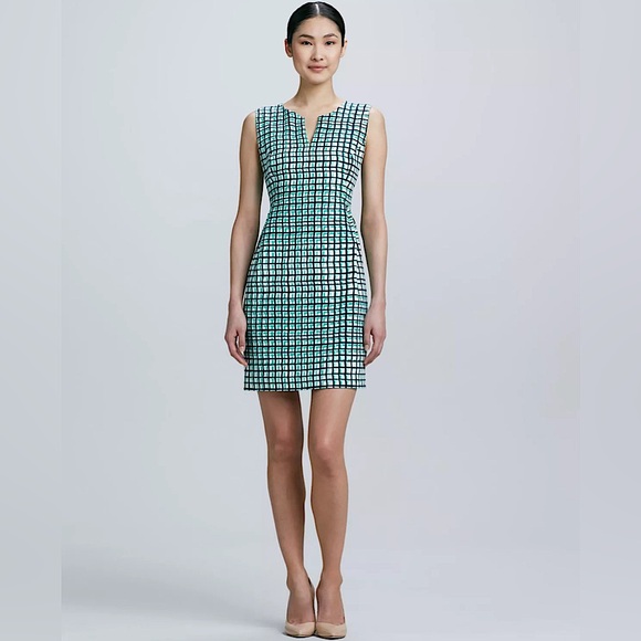 kate spade Dresses & Skirts - Kate Spade Samantha Sleeveless Check Sheath Dress Green Blue Black Size 2